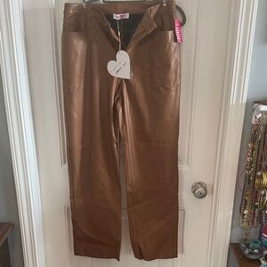 Buddy Love Tan Faux Leather Pants